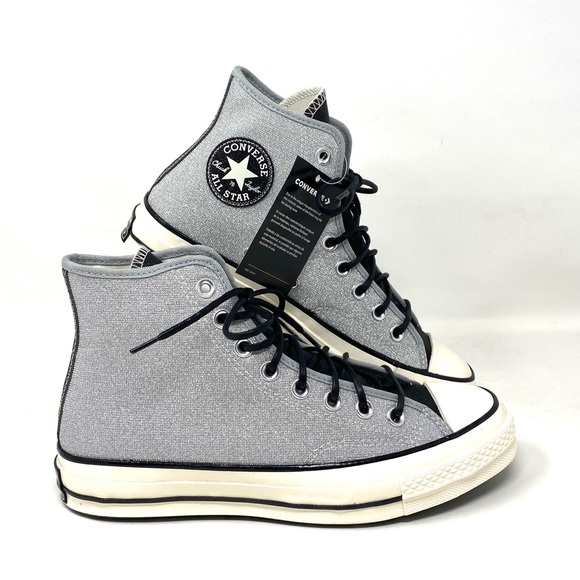 Converse Chuck 70 Sneakers High Top Silver Black Casual Skate Women Size 572038C - Picture 5 of 8